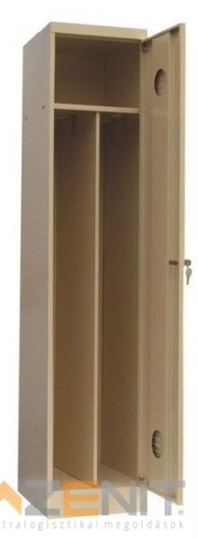 Válaszfalas kivitelű fém öltőzőszekrény 1 ajtóval krém színben