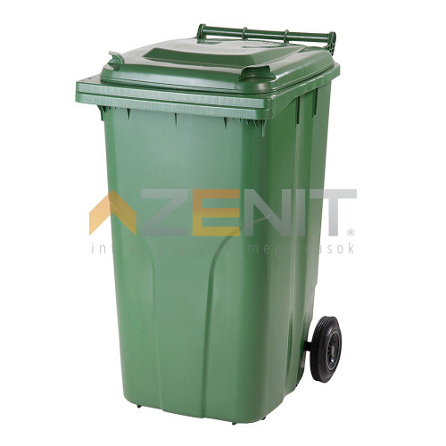 240 literes műanyag hulladékgyűjtő standard fedéllel zöld színben