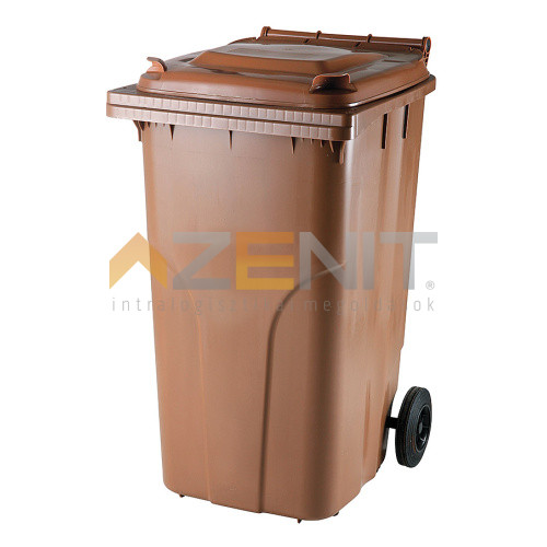 240 literes műanyag hulladékgyűjtő standard fedéllel barna színben
